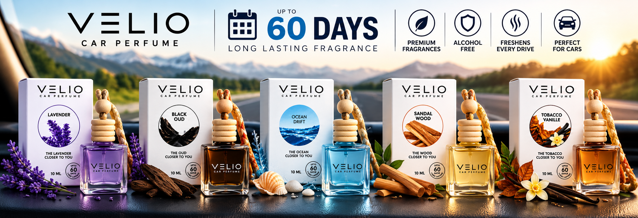 Velio car perfumes — all five fragrances